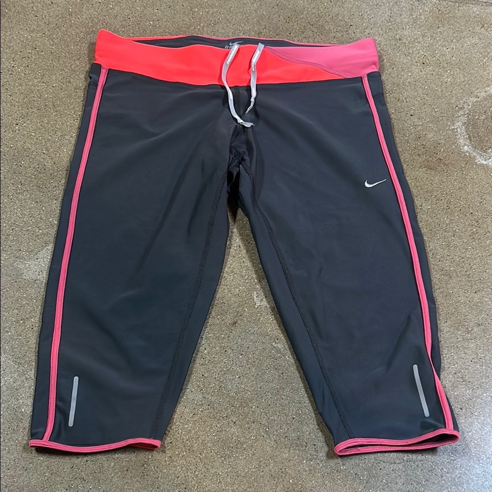 Nike Black and Pink Performance Capris
